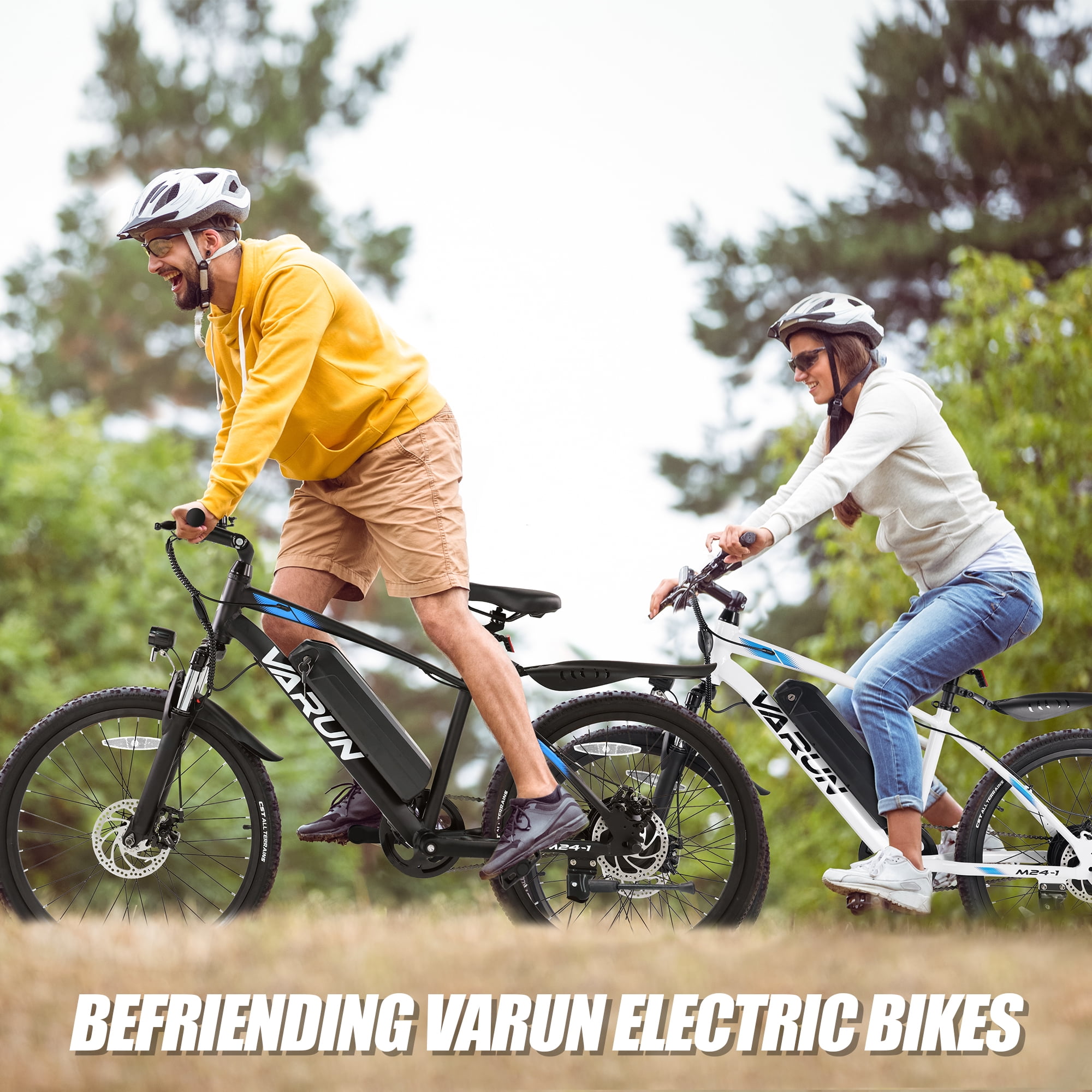 AIRWEST Peak 500W E Bike for Adult，20 MPH Electric Mountain Bike up to 40 Miles，24" Electric Commuting Bicycle with Removable Battery，Fenders，7 Speed，UL2849