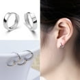 thumbnail image 2 of Ayyufe Men Women Silver Plated Smooth Round Hoop Huggie Earrings, 2 of 7