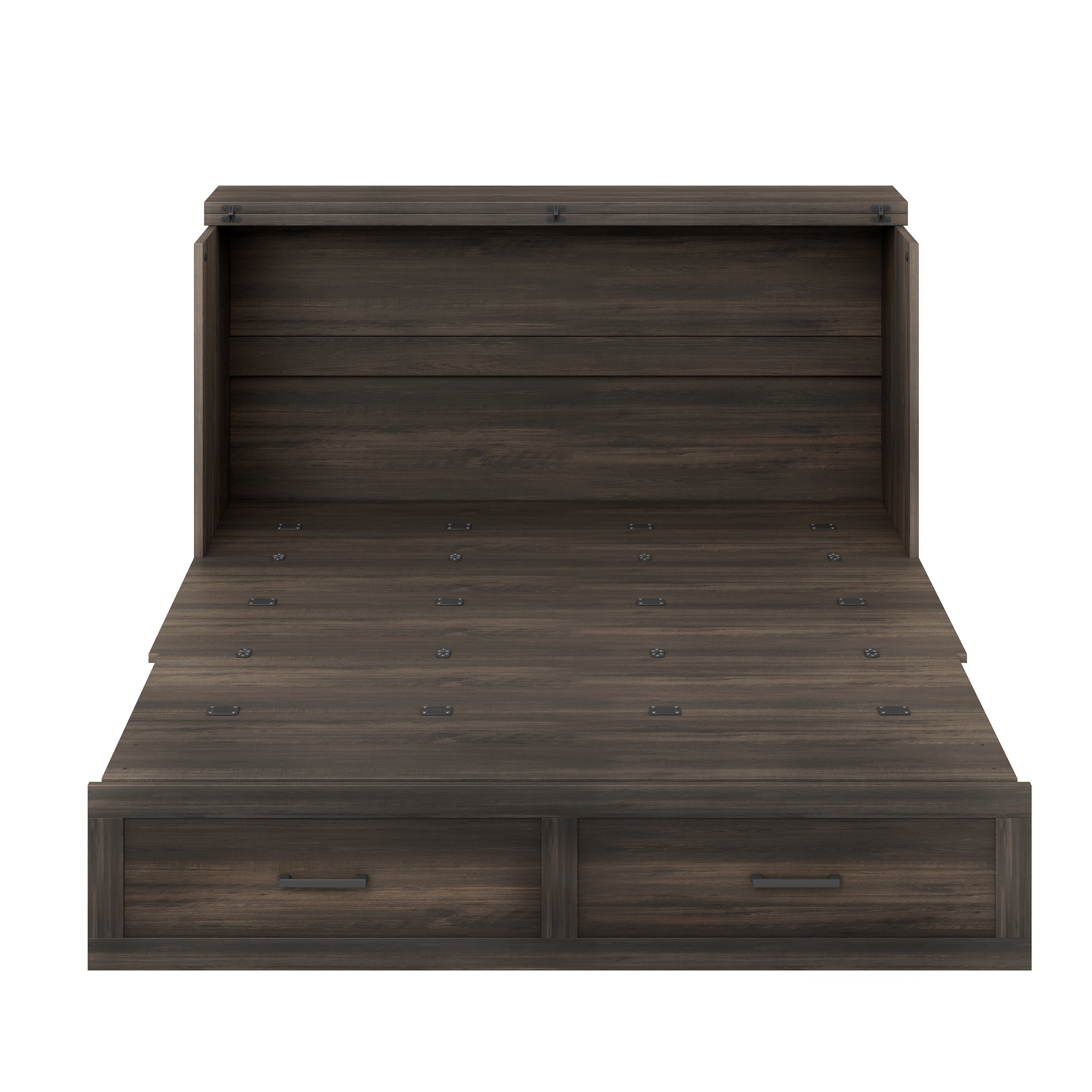 Bellemave Queen Size Farmhouse Murphy Bed Frame with Charging Station and Storage Drawer Foldable Cabinet Platform Bed for Guest Room or Home Office (Queen Size, Rustic Gray)