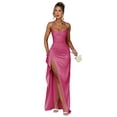 thumbnail image 1 of Vestido de noche GDJDIFK Mermaid Satin Rose Pink para mujer, 1 of 7
