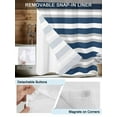 thumbnail image 3 of No Hook Cloth Fabric Shower Curtain with Snap in Liner, Navy Blue Grey Stripe Waterproof Shower Curtains Set with See Through Top Window, Minimalist Farmhouse Striped Bath Curtains Shower 54"x78", 3 of 6