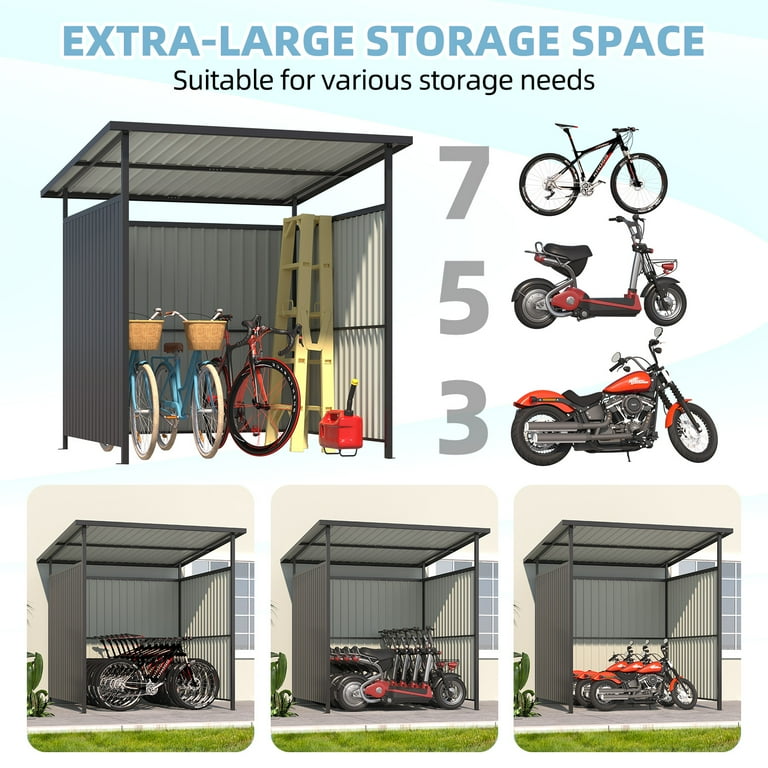 YODOLLA 6' x 6' Outdoor Storage Shed,Small Lean to Hardtop Bike