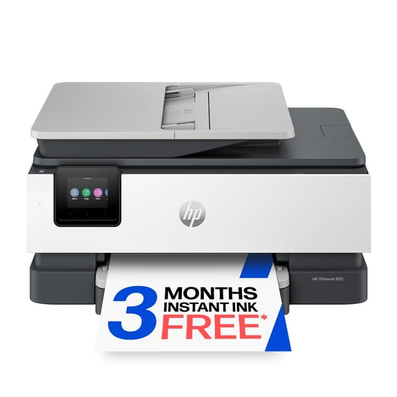 HP OfficeJet 8122 Wireless All-in-One Color Inkjet Printer, Scanner, Copier, 3 Mos Free Instant Ink