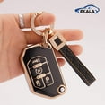 thumbnail image 5 of Premium Black and Gold Protective Key Fob Case with Soft TPU Shell and Leather Strap Compatible with Jeep Wrangler JL JLU Rubicon Gladiator JT Sahara Flip Remote Key Cover, 5 of 6