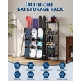 thumbnail image 3 of Ski Storage Rack, 48L×11.8W×46H Heavy Duty Steel Ski Holder for Garage Basement Home, Multipurpose Floor Stand Ski Equipment Organizer for Ski Poles, Goggles, Helmet & More, 3 of 6