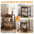 thumbnail image 6 of JIOABL 3-Tier Side Table with USB & AC Charging Station, Adjustable Shelves, Multi-Use for Living Room & Bedroom, Rustic Brown, 6 of 8