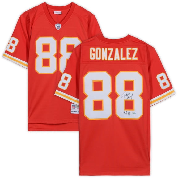 Tony Gonzalez Kansas City Chiefs Autographed Mitchell & Ness Red Replica Jersey with "HOF 19" Inscription - Fanatics Authentic Certified