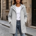 thumbnail image 2 of Women's Long Hooded Rain Jacket Waterproof Windproof Outdoor Hiking Coat Drawstring Pockets Lightweight Windbreaker S-3XL Gray, 2 of 9
