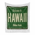 thumbnail image 1 of Aloha Soft Flannel Fleece Blanket, Welcome to Hawaii Aloha State Written on Vintage Rusty Sign Grunge Style, Cozy Plush for Indoor and Outdoor Use, 60" x 80", Olive Green and Beige, by Ambesonne, 1 of 6
