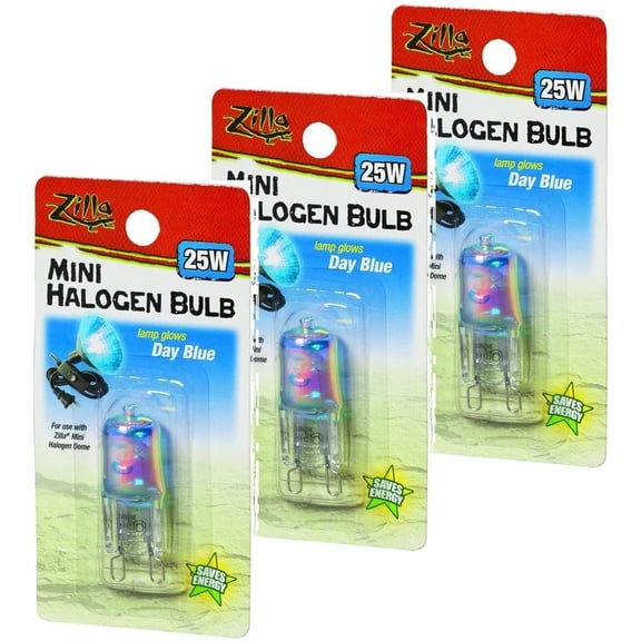 Zilla Mini Halogen Lamp Reptile Bulb, 25-watt, Day Blue 3 Pack