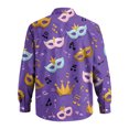 thumbnail image 5 of LNZGNM Mardi Gras Dress Shirts Lapel Mask Printed Button Up Shirts Big and Tall Long Sleeve T-Shirt Fashion Mardi Gras Top,Light Purple 2XL, 5 of 6