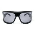 thumbnail image 2 of Flat Top Oversized Wrap Curved Lens Plastic Retro Sporty Sunglasses All Black, 2 of 4