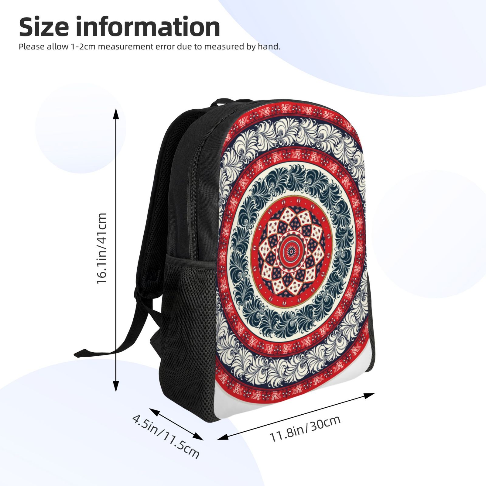 Xecao Round Design Print School Backpack with Laptop Compartment Small Travel Laptop Backpack for Women Men Waterproof College Backpack Simple School Bag