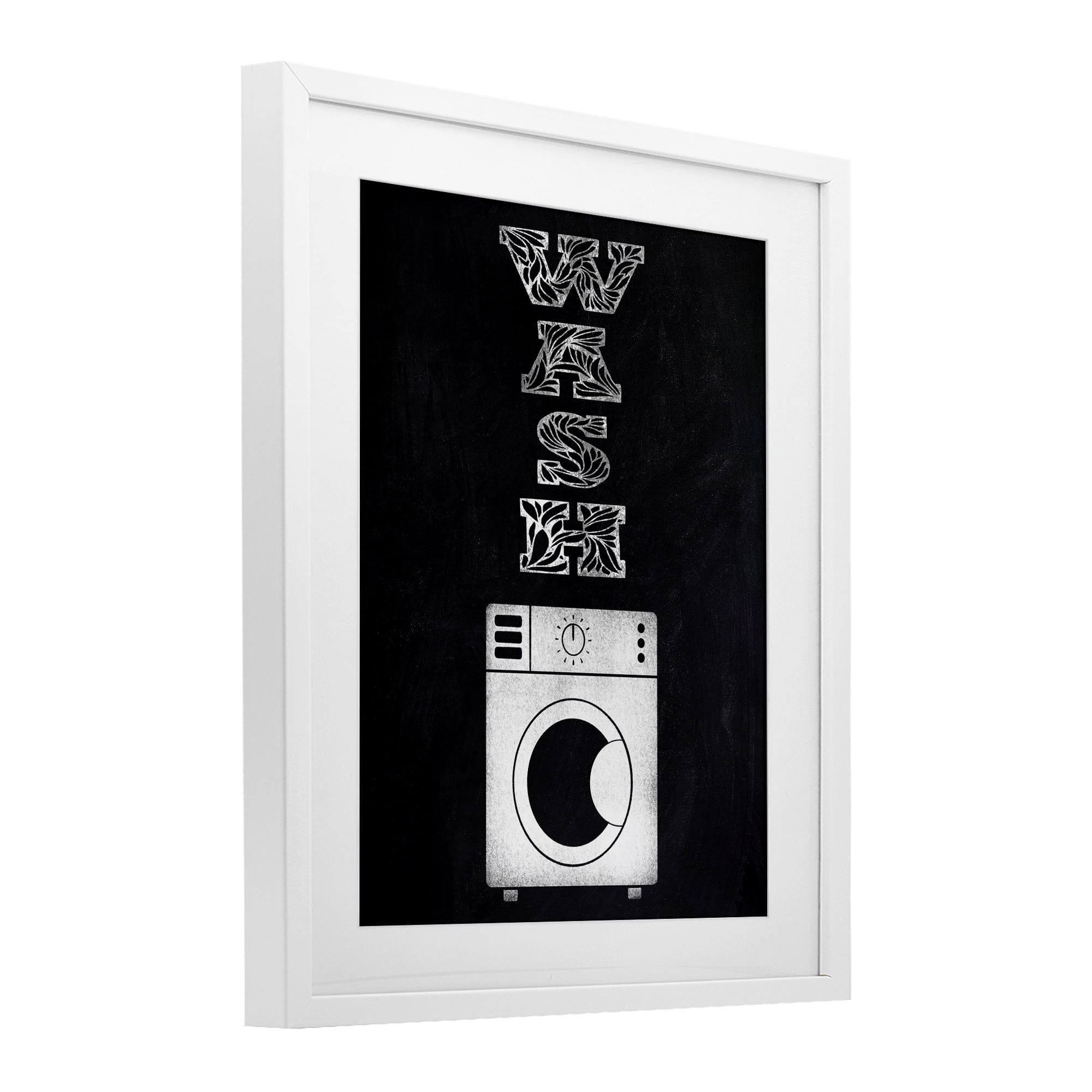 Laundry Wash Ornate Letters White Framed Print Under Glass, design by Marcus Prime