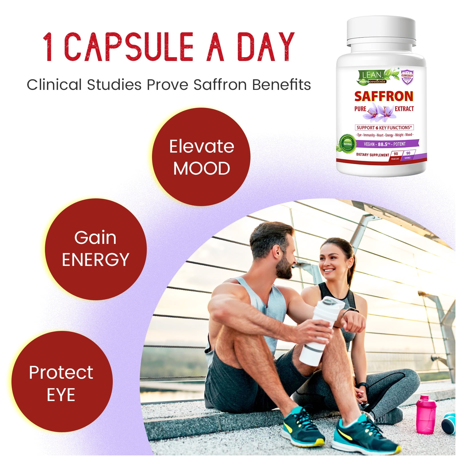 LEAN Nutraceuticals Saffron Extract Dietary Supplement 90 Capsules