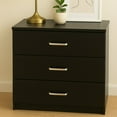 thumbnail image 3 of Ktaxon 3-Drawer Dresser Pure Black with Metal Handles Bedside Night Stand Bedroom, Black, 3 of 10