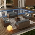 thumbnail image 4 of Gotland Outdoor Patio Furniture Set 9 Piece Sectional Rattan Sofa Set Rattan Wicker Patio Conversation Set with 8 Seat Cushions and 1 Tempered Glass Table,Grey, 4 of 5