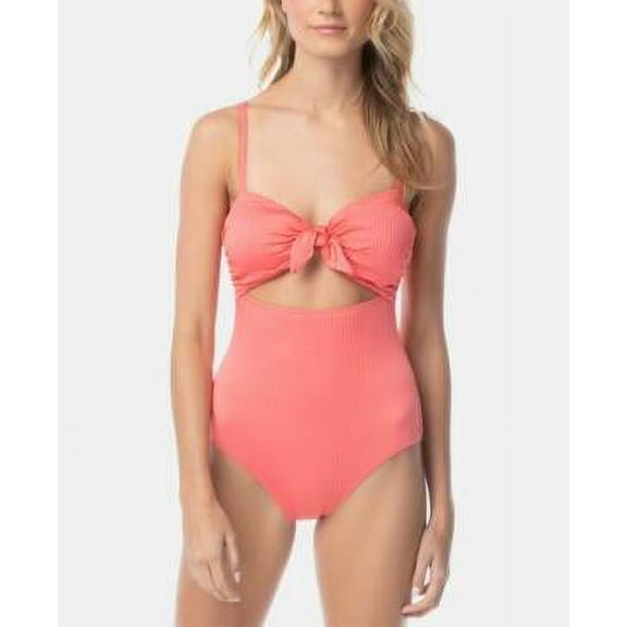 MSRP $122 Vince Camuto Smocked Tie-Front One-Piece Swimsuit Size 6