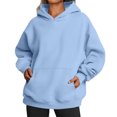 thumbnail image 6 of Oversized Hoodies for Women Plain Fleece Long Sleeve Sweatshirt Casual Basic Pullover Fall Winter Clothes Light Blue 2XL, 6 of 6