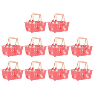 NUOBESTY 10Pcs Mini Shopping Basket Mini Supermarket Cart Small Plastic  Retail Shopping Baskets with Handles for Kids Party Favors Dool House (Red)  …