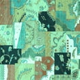 thumbnail image 1 of Ahgly Company Machine Washable Indoor Square Patchwork Turquoise Blue Transitional Area Rugs, 6' Square, 1 of 4