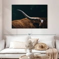 thumbnail image 2 of Elephant Stock Cow Texas Longhorn Wall Art - Horizontal Canvas Wall Art - Living Room Wall Decor - Animal Canvas - Black And Green Decor - 48" x 32", 2 of 8