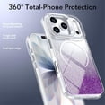 thumbnail image 4 of Case For IPhone 17 Pro Max 6.9-inch, Bright Color Glitter Gradient Frame Holder Slim Magnetic Phone Case [Compatible With MagSafe ] Hard Back & Soft TPU Bumper Shockproof Protective Cover,Purple, 4 of 8