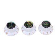 3 Abalone Top White Electric Guitar Control Speed Dial Knobs White ST Metric