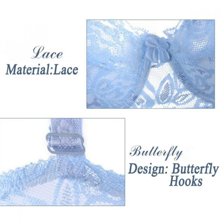 Cotton On butterfly lace strapless push up bra in baby blue - part of a set