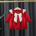 thumbnail image 2 of Otqutp Casual Dress for Toddler Girls Kids Baby Girls Patchwork Long Ruffled Sleeve Bowknot Tulle Dress Princess Dress Clothes Outfits for 6M-3 Years(Red,12-18 Months), 2 of 9