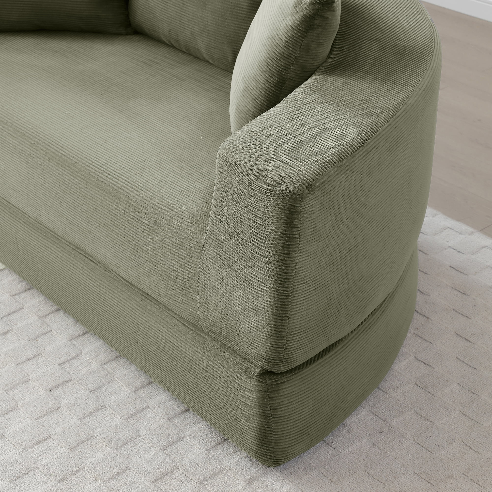 Miniyam 67" X 67" Convertible Sofa Corduroy Couch Bed For Apartment, Adjustable Futon Sofa No Assembly Compressed Sofa, Green