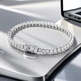 thumbnail image 3 of 3MM Tennis Bracelets Chain Round Cut Half Bezel Set 5A+ CZ Clear Simulated Diamond Tennis Bracelets for Women Men Classic 925 Sterling Silver Bracelet Trendy Jewerly 16-18CM, 3 of 6