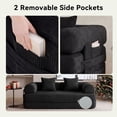 thumbnail image 2 of LazySunsets Sofa Bed Convertible Boneless Couch Corduroy Modular Couch Bed with Fixed-Shape Frame & Removable Armrests for Living Room, Bedroom Black, 2 of 7