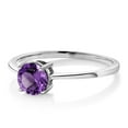 thumbnail image 5 of Gem Stone King 10K White Gold Purple Amethyst Solitaire Engagement Ring for Women (1.00 Cttw, Round 6MM, Gemstone February Birthstone, Size 9.5), 5 of 5