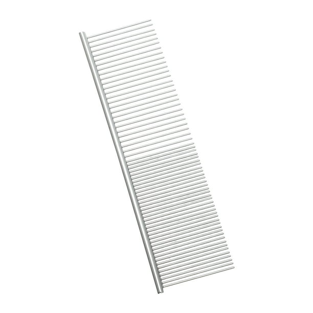 Herramienta para desenredar el pelo de mascotas, peine de aseo para mascotas, resistente a la corrosión, para gatos y perros, 7.48"x1.97" tono plateado