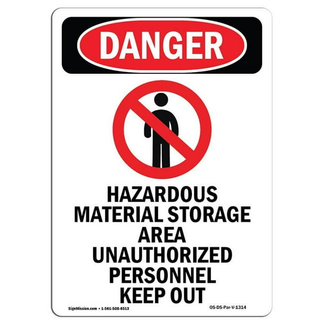 SignMission OS-DS-A-1218-V-1314 12 x 18 Po Signe de Danger OSHA - Matière Dangereuse