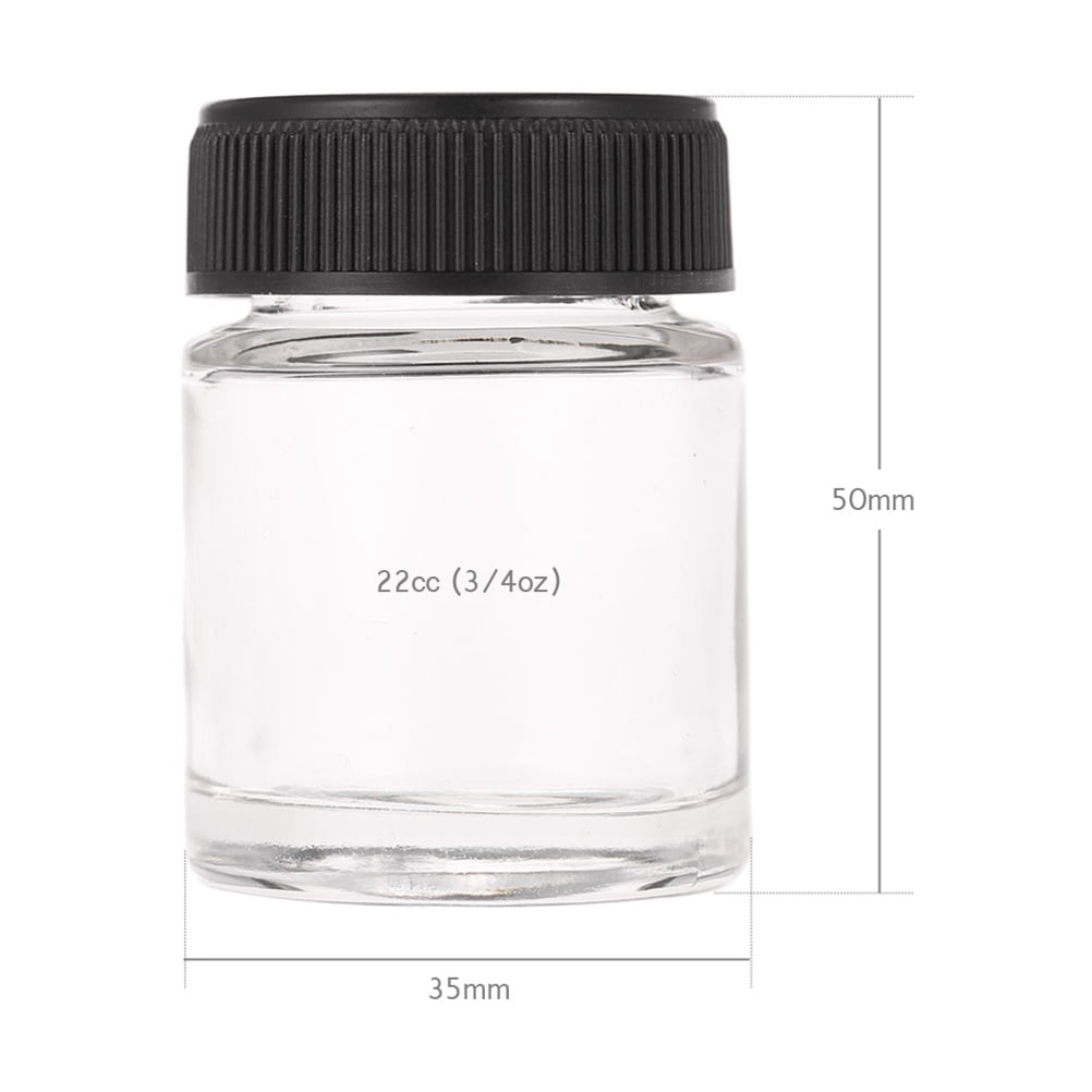 10 Glass 3/4oz 22cc Airbrush Bottles Jars w/ Lids Caps Paint