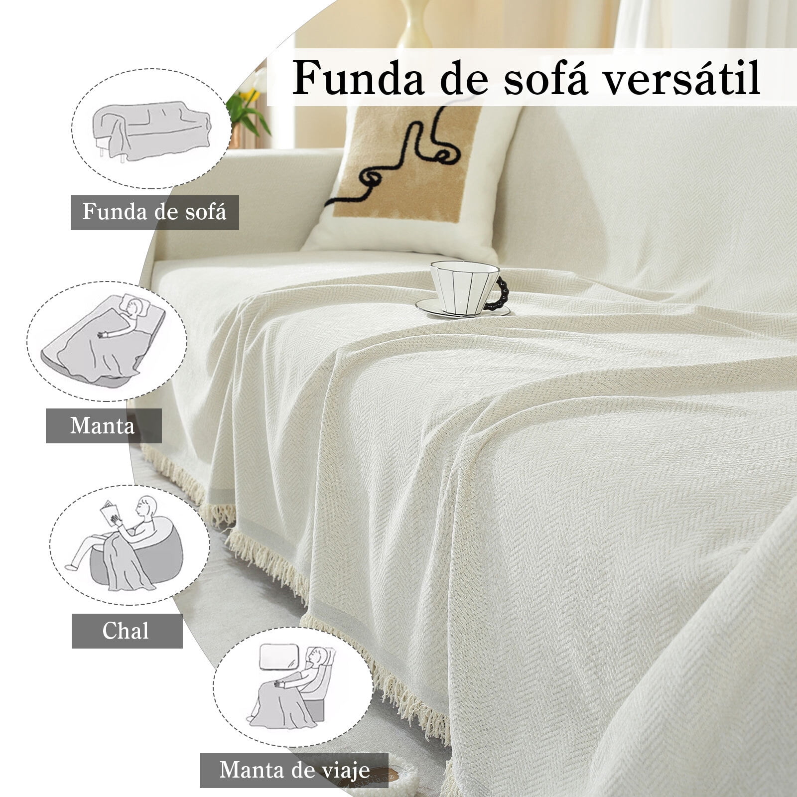 Chenille Couch Cover Pet Friendly Sofa Cover Washable Reversible Sofa Slipcover for Sectional Sofa, Loveseat, 2 or 3 Cushion Couch, Corner Sofa, Futon Cover