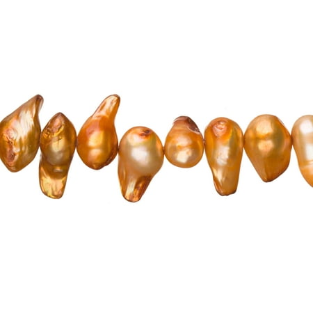 Apricot Freshwater Cultured Pearls Natural Teardrop, B+ Graded, 12x6x8mm (Approx.), 15.5Inch
