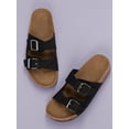 thumbnail image 1 of Vegan Leather Double Buckle flat Sandals, 1 of 4