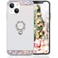 thumbnail image 2 of Compatible with iPhone 15 Makeup Mirror Case Bling Diamond Glitter Rhinestone with Ring Holder Stand Kickstand Loopy Grip Cute for Girls Women Case Silver, 2 of 12