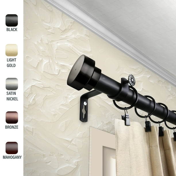 Mat 1" dia. Curtain Rod 120170 inches Black