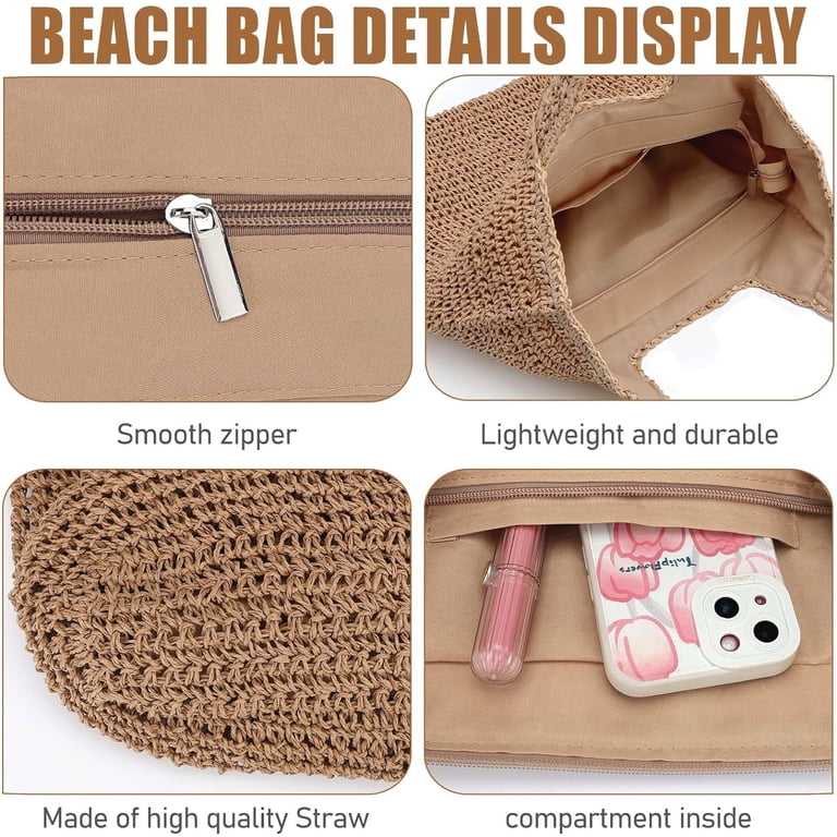 Gocvo Straw Beach Tote Bag, Boho Style Summer photo 2