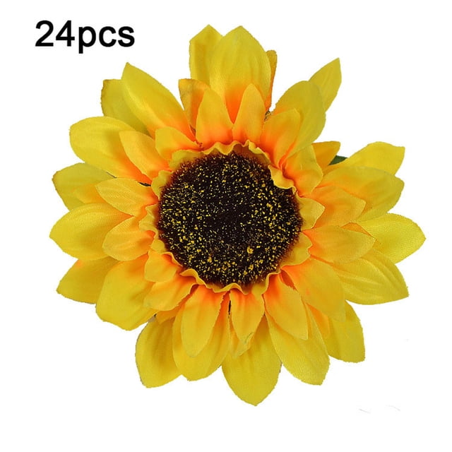 Cabeza de girasol artificial Simulación de cabezas de flores Ramo de fiesta de boda Accesorios de bricolaje, 24 piezas, Amarillo, 12 cm Advancent HA7119-05B