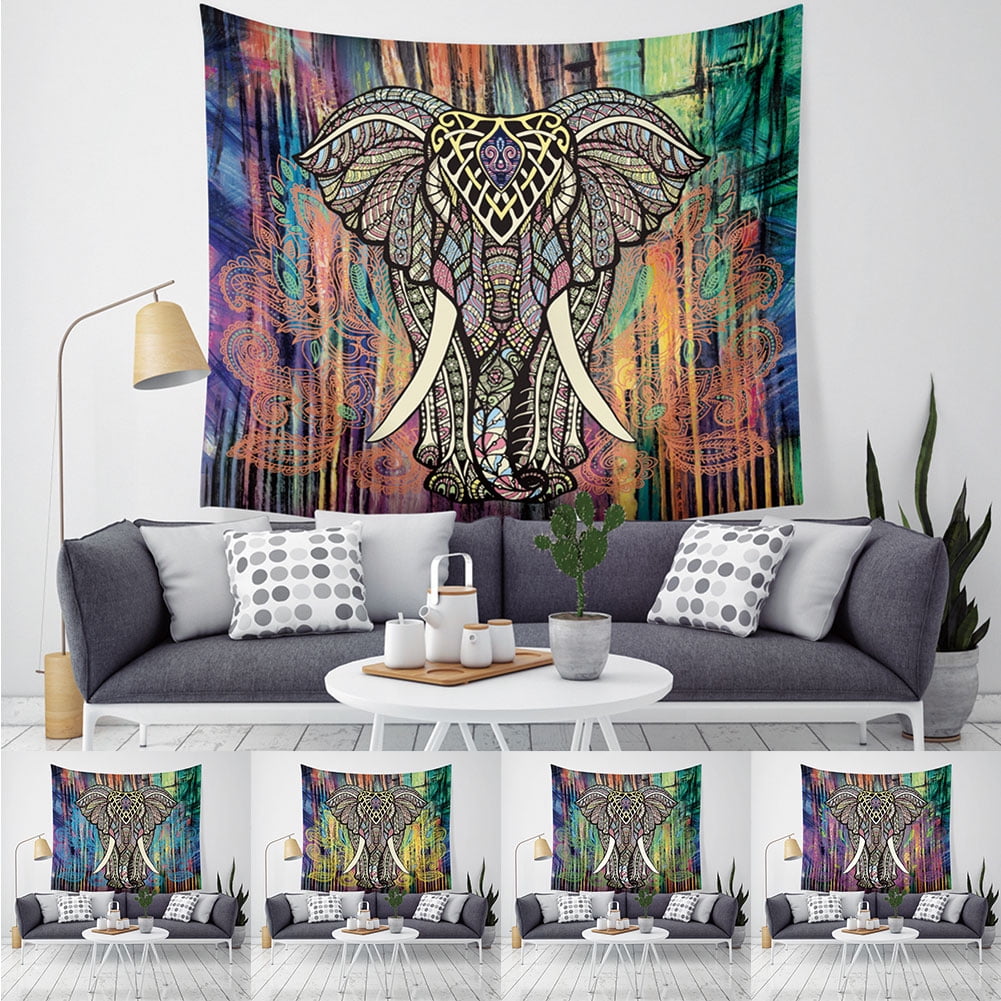 Details about   Indian Black & White Elephant Mandala Tapestry Wall Hanging Bedspread Gypsy Boho 