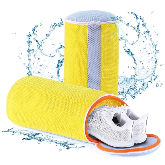 Rywell Shoe Washing Bag, Fluffy Fibers 360° All-Around Cleaning Shoe Laundry Bag, Top Hidden Zipper, Durable & Reusable for All Shoe Types (Yellow)
