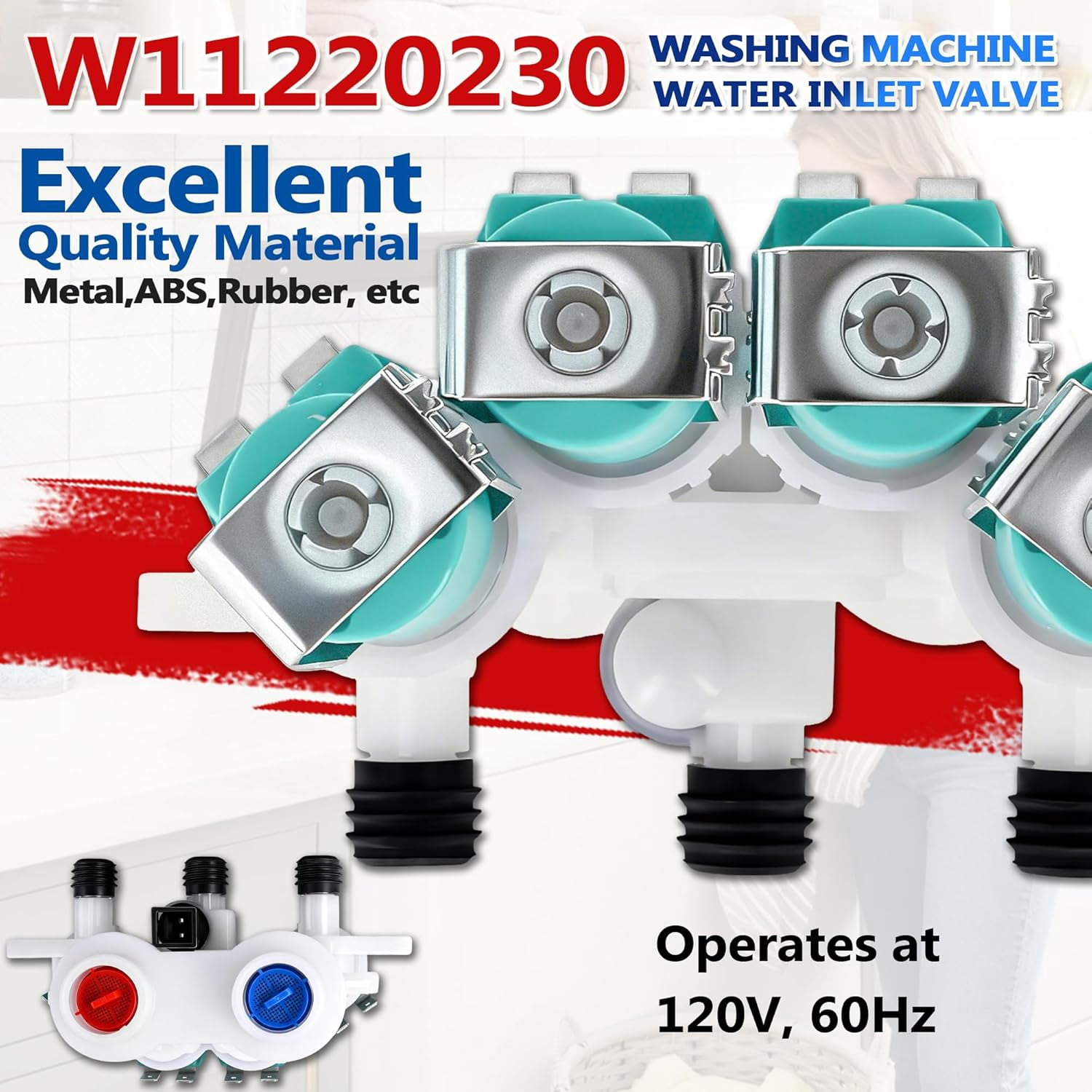 Upgraded W11165546 W11096267 Washer Water Inlet Valve Compatible with May-tag Whirl-pool Washer Parts, Replace WTW7500GC0 WTW8500DC2 WTW8500DR1 WTW7500GC2 WTW7500GW2 WTW8500DC0 WTW8500DR0
