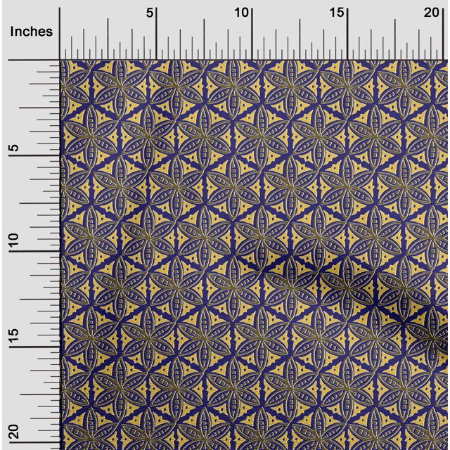 oneOone Silk Tabby Fabric Floral Block Print Fabric BTY 42 Inch Wide