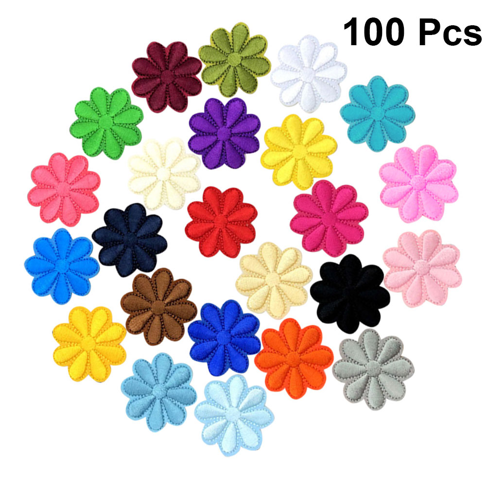 100pcs Assorted Flower Embroidered Sewing Patch Applique Clothes Dress Plant Sewing Flowers Applique DIY Accessory (Random Color) - image 2 of 8