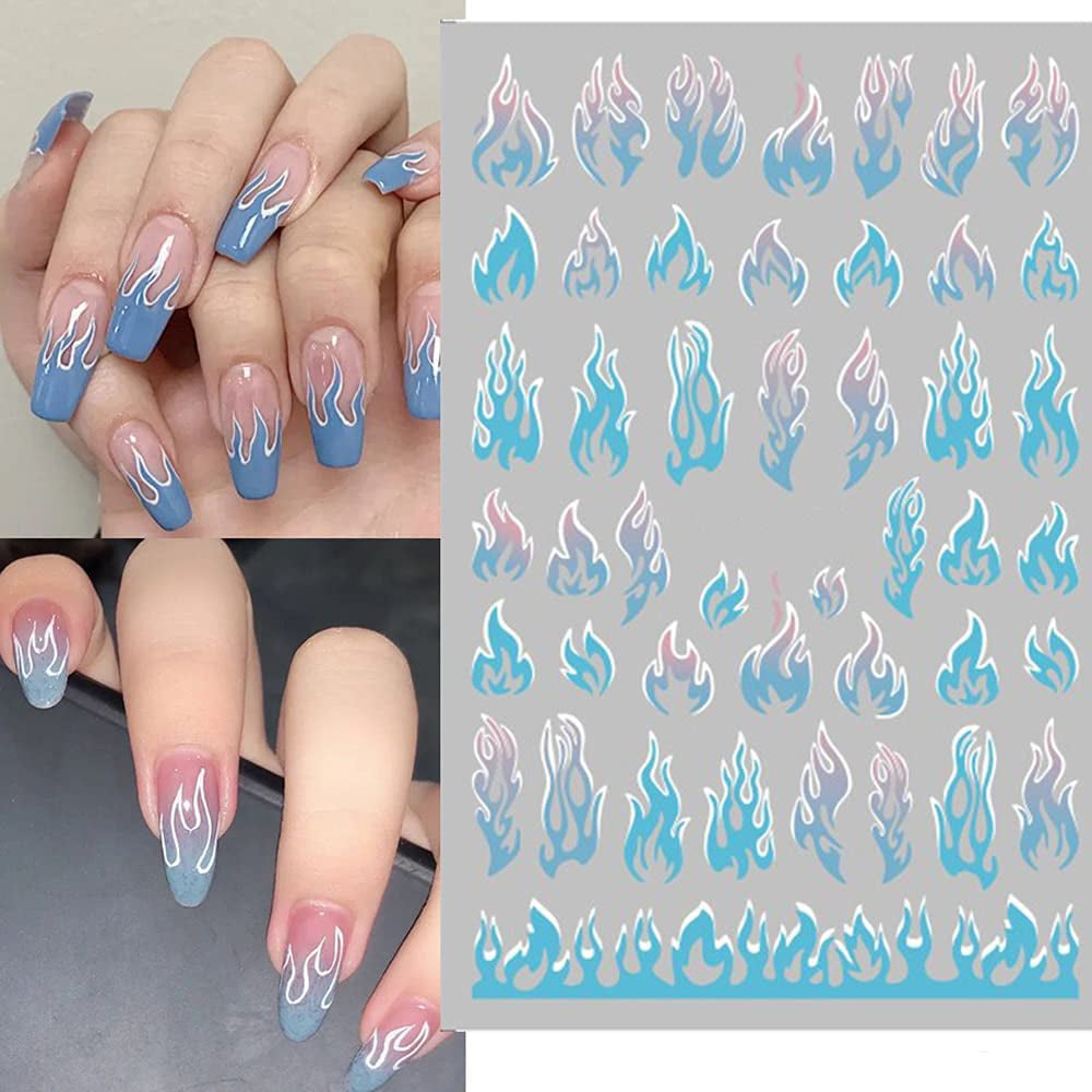 16 Sheets Holographic Fire Flame Hollow Nail Art Stickers Foil Manicure  Tool - buy 16 Sheets Holographic Fire Flame Hollow Nail Art Stickers Foil  Manicure Tool: prices, reviews | Zoodmall
